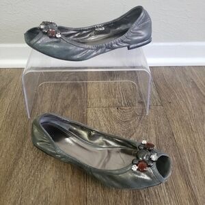 Via Spiga Metalic Charcoal Grey Ballet Flats